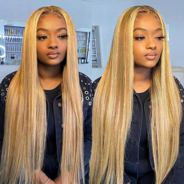 Honey Blonde Highlight Wig With Blonde Highlights Yolissa Hair