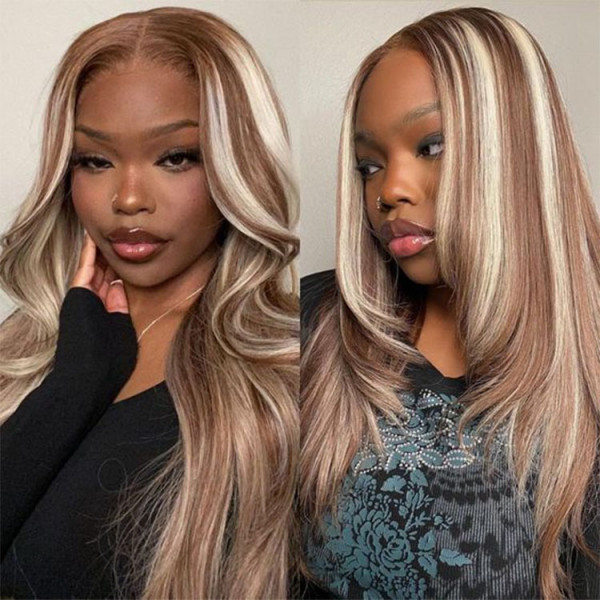 Human hair wigs with highlights outlet