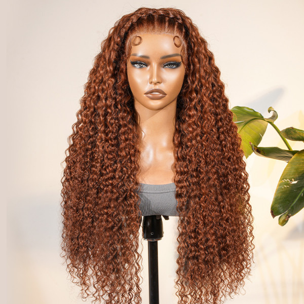 「#期間限定」のおすすめ人気ランキング 13*6 Brown Ginger Pre-Braided Wave Deep Lace Hair -Yolissa Wig 靴