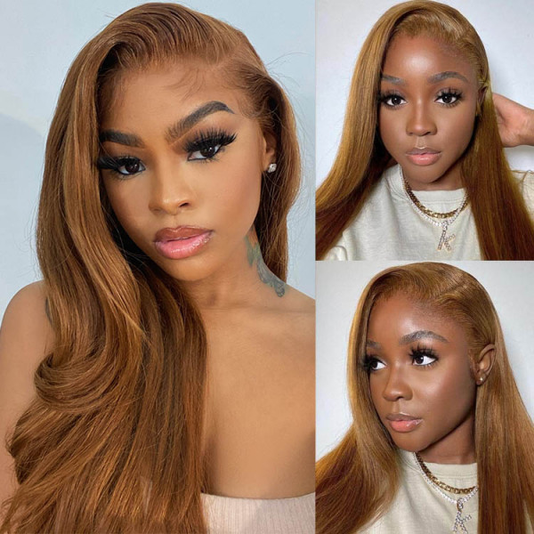 Light Brown Wig Chestnut Brown Human Hair Lace Front Wig