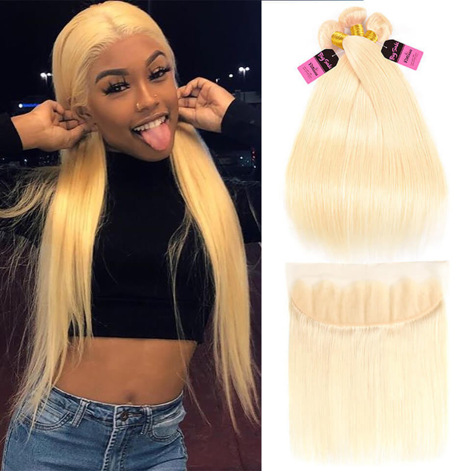 613 Blonde Hair Lace Frontal With 3