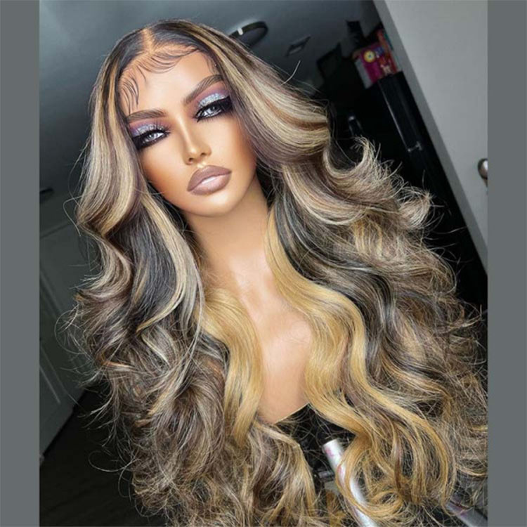 【正規逆輸入品】 Black Hair And Highlights Lace Wigs Human Hair -Yolissa Hair コミック・アニメ