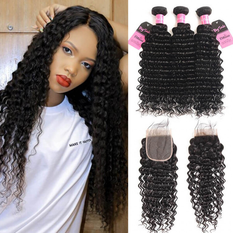 30 inch deep wave bundles with closure
