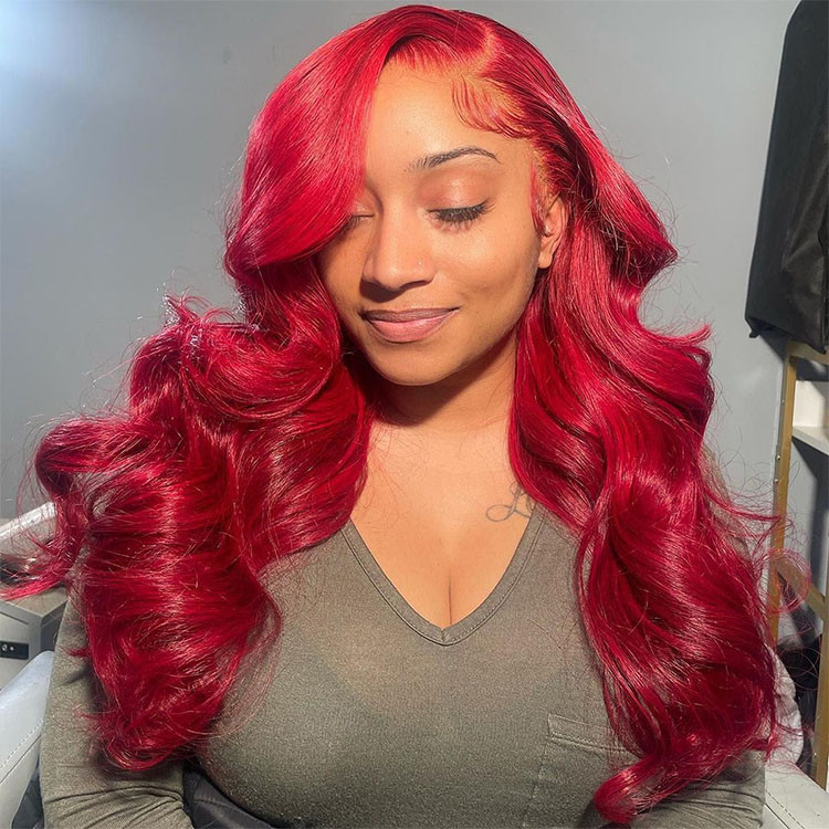 Red Lace Front Wigs Human Hair Body Wave Red Hair Wigs Yolissa Hair